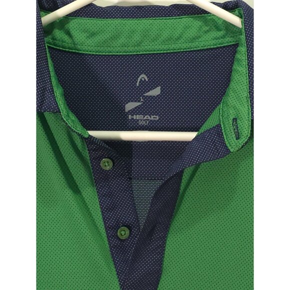 Head Other - Head Golf Men's Green & Navy Short Sleeve Polo Shirt Size L Breathable